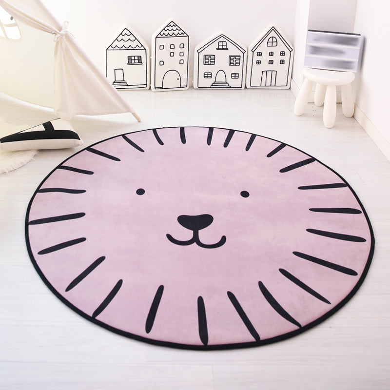 BowLift | Unique Animal Pattern Rug Pink and Blue Kids Rug Polyester Pet Friendly Washable Non-Slip Back Area Rug for Children's Room