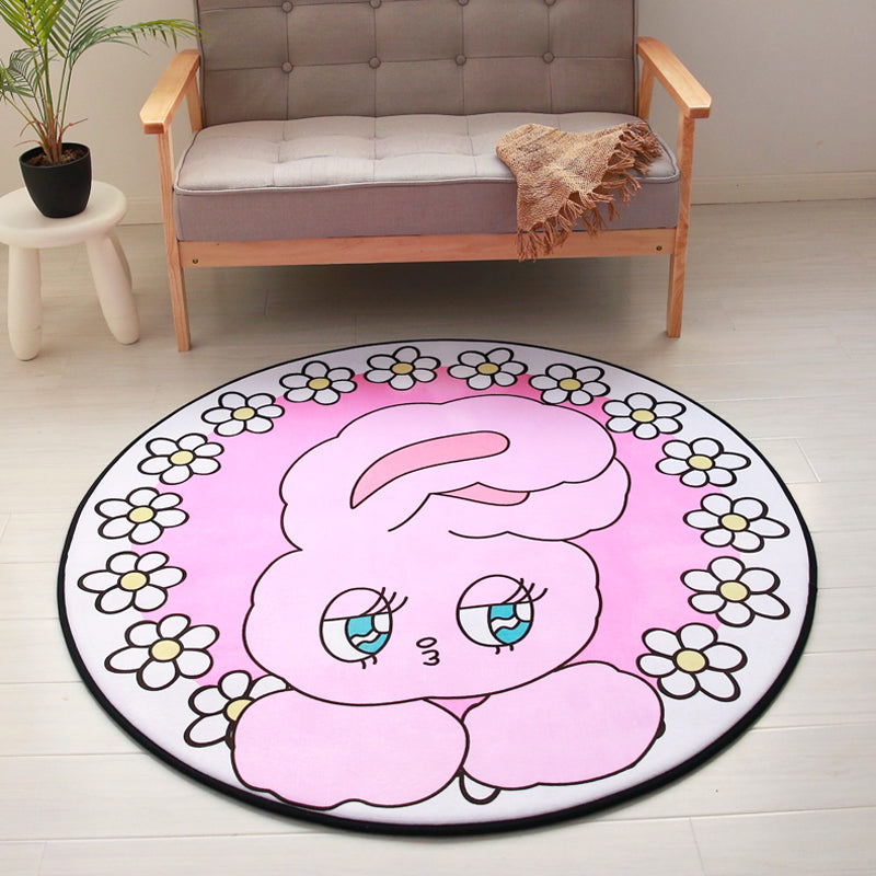 BowLift | Unique Animal Pattern Rug Pink and Blue Kids Rug Polyester Pet Friendly Washable Non-Slip Back Area Rug for Children's Room
