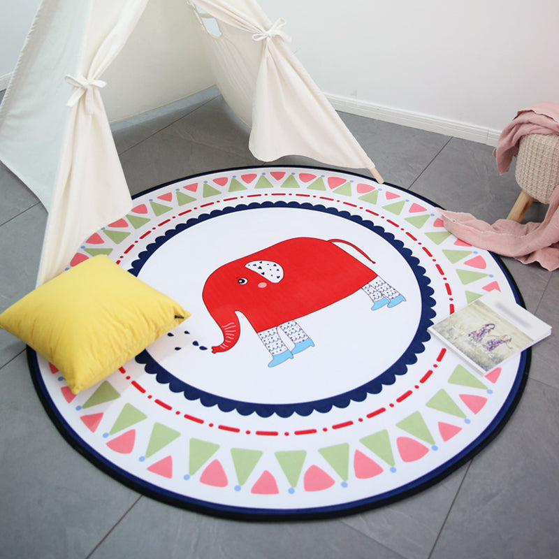 BowLift | Unique Animal Pattern Rug Pink and Blue Kids Rug Polyester Pet Friendly Washable Non-Slip Back Area Rug for Children's Room