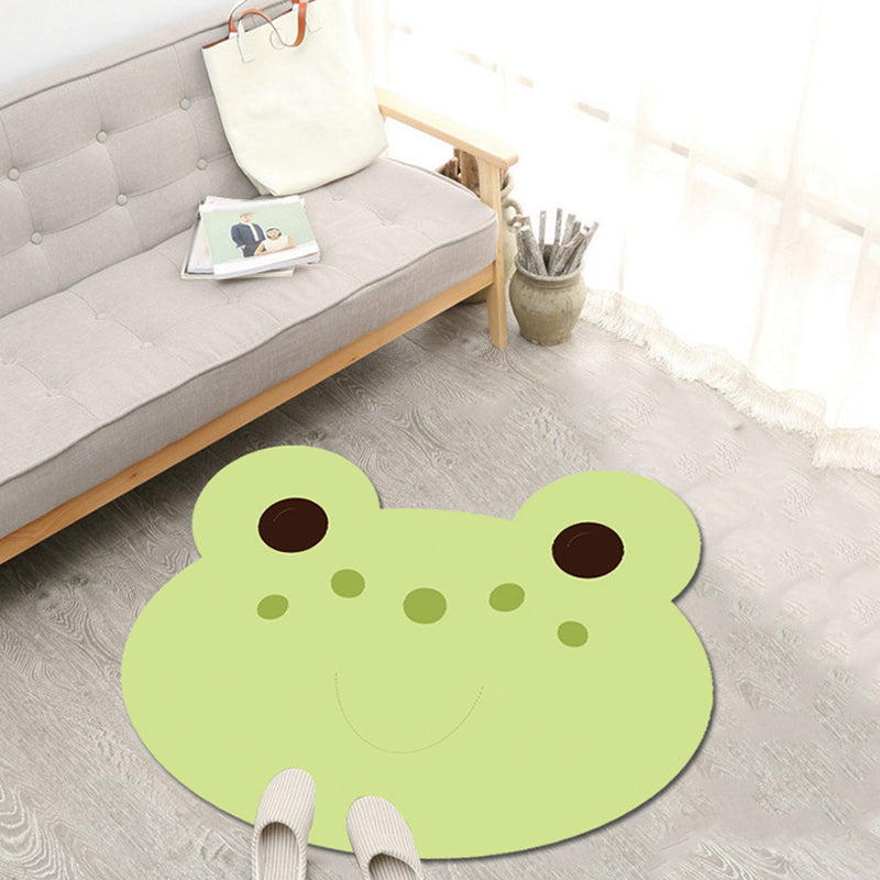BowLift | Children's Cartoon Animal Pattern Rug Green and Blue Polyester Rug Washable Pet-Friendly Non-Slip Area Rug for the Children's Room