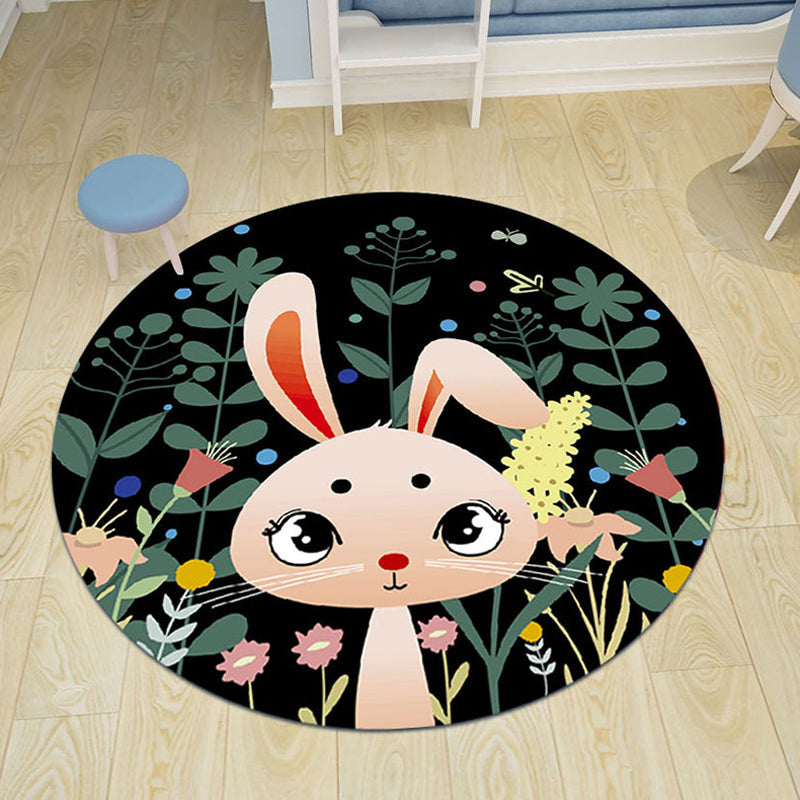 BowLift | pink and blue children's rug polyester cartoon animals pattern rug pet friendly washable non-slip back rug for decoration