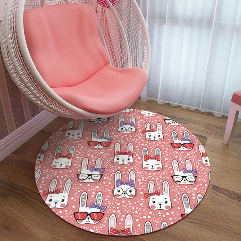 BowLift | pink and blue children's rug polyester cartoon animals pattern rug pet friendly washable non-slip back rug for decoration