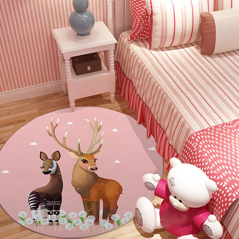 BowLift | Cute Cartoon Animal Pattern Rug Multicolor Children's Rug Polyester Washable Pet-Friendly Non-Slip Carpet for Kids' Room