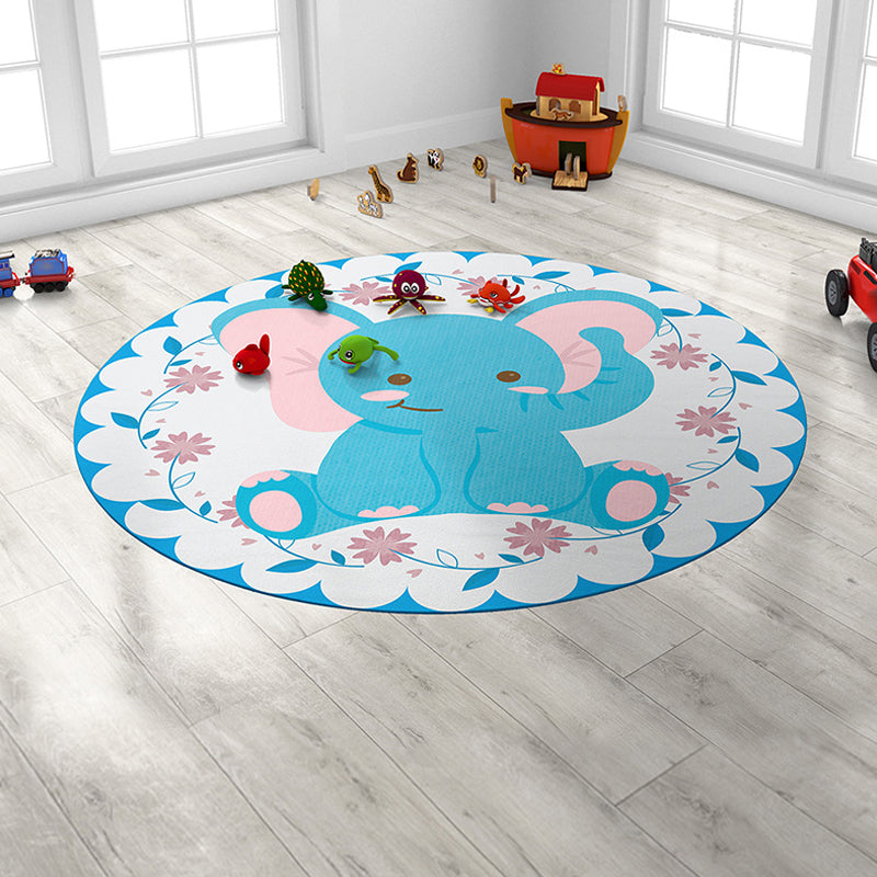 BowLift | Cute Cartoon Animal Pattern Rug Multicolor Children's Rug Polyester Washable Pet-Friendly Non-Slip Carpet for Kids' Room
