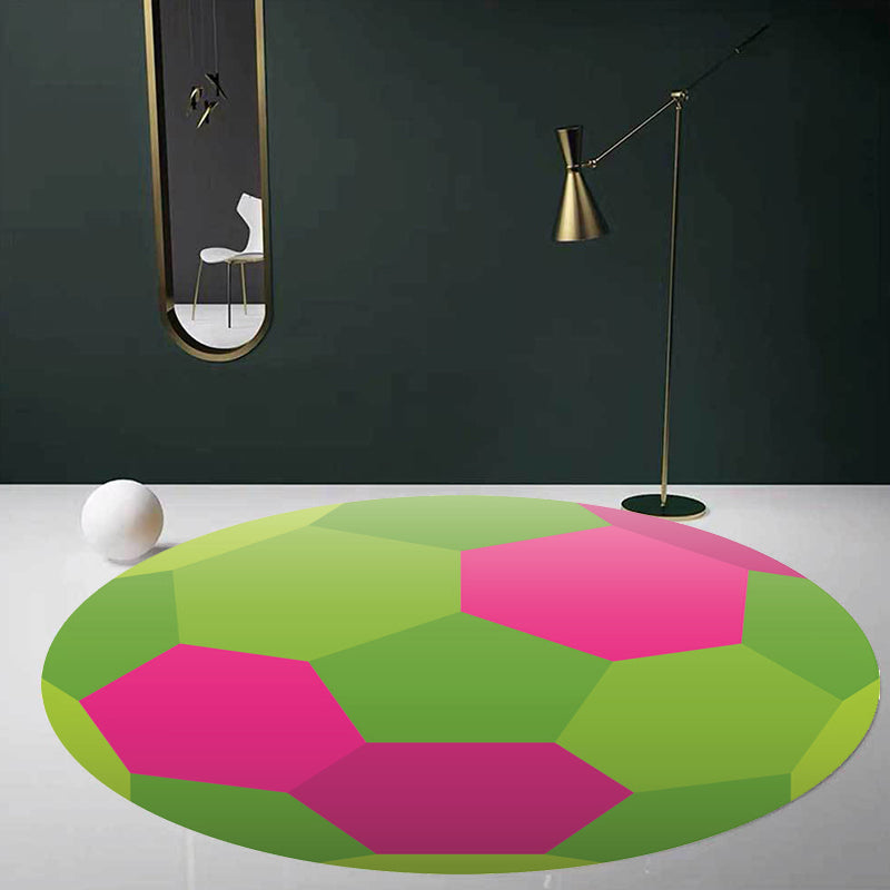 BowLift | Fancy Sports Pattern Rug Orange and White Children's Rug Polyester Washable Pet-Friendly Non-Slip Rug for the Children's Room