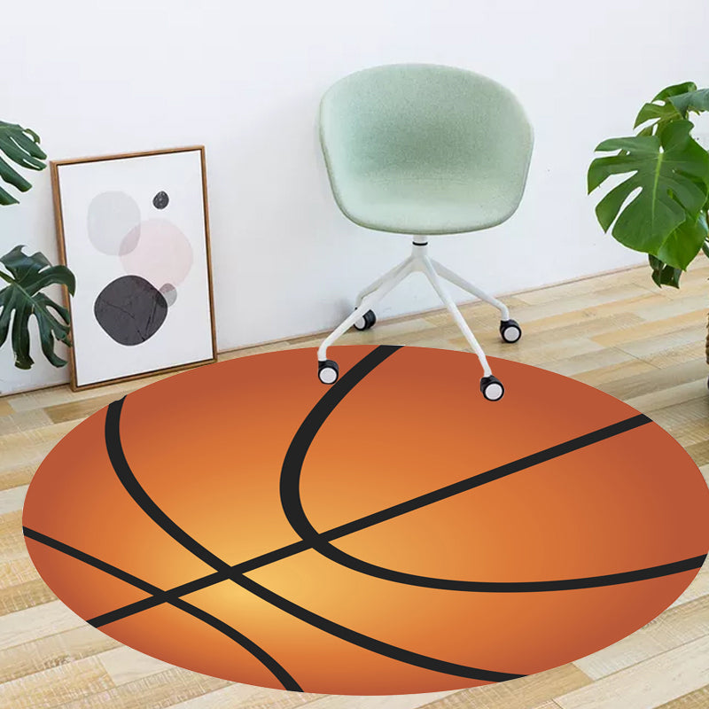 BowLift | Fancy Sports Pattern Rug Orange and White Children's Rug Polyester Washable Pet-Friendly Non-Slip Rug for the Children's Room