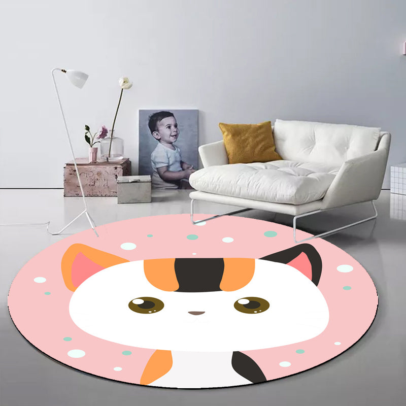 BowLift | pink and blue children's rug polyester cartoon animals pattern rug pet friendly washable non-slip back rug for decoration