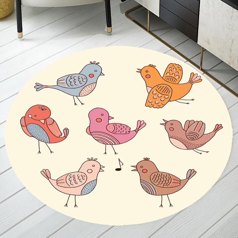 BowLift | pink and blue children's rug polyester cartoon animals pattern rug pet friendly washable non-slip back rug for decoration