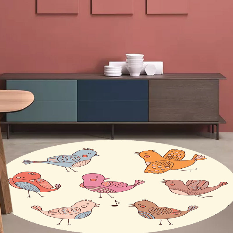 BowLift | pink and blue children's rug polyester cartoon animals pattern rug pet friendly washable non-slip back rug for decoration