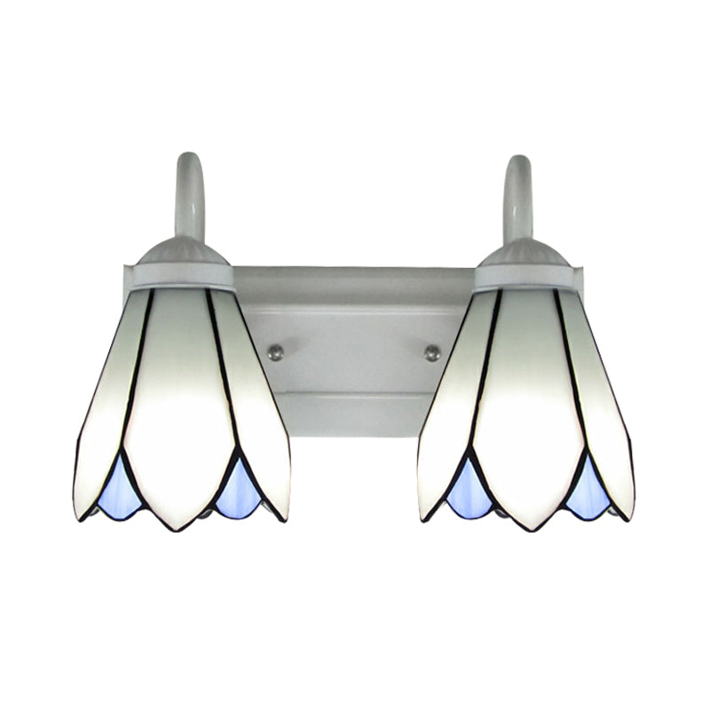 BowLift | 2 Heads Wall Mounted Tiffany Lily White Glass Wall Light Fixture for Bedroom