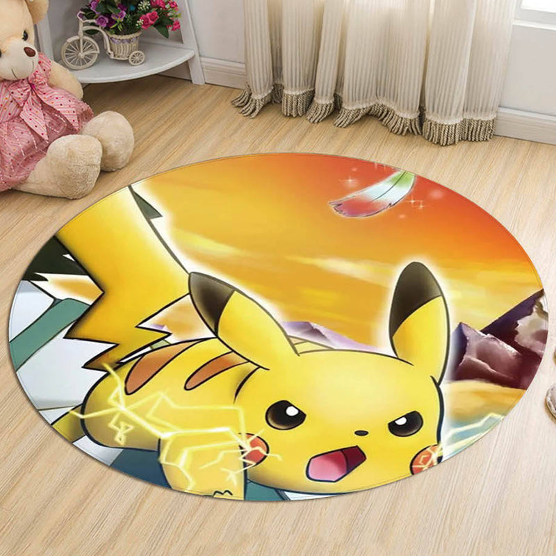BowLift | Yellow Kids Carpet Polyester Cartoon Animal Pattern Carpet Pet Friendly Washable Non-slip Backing Rug for Decoration