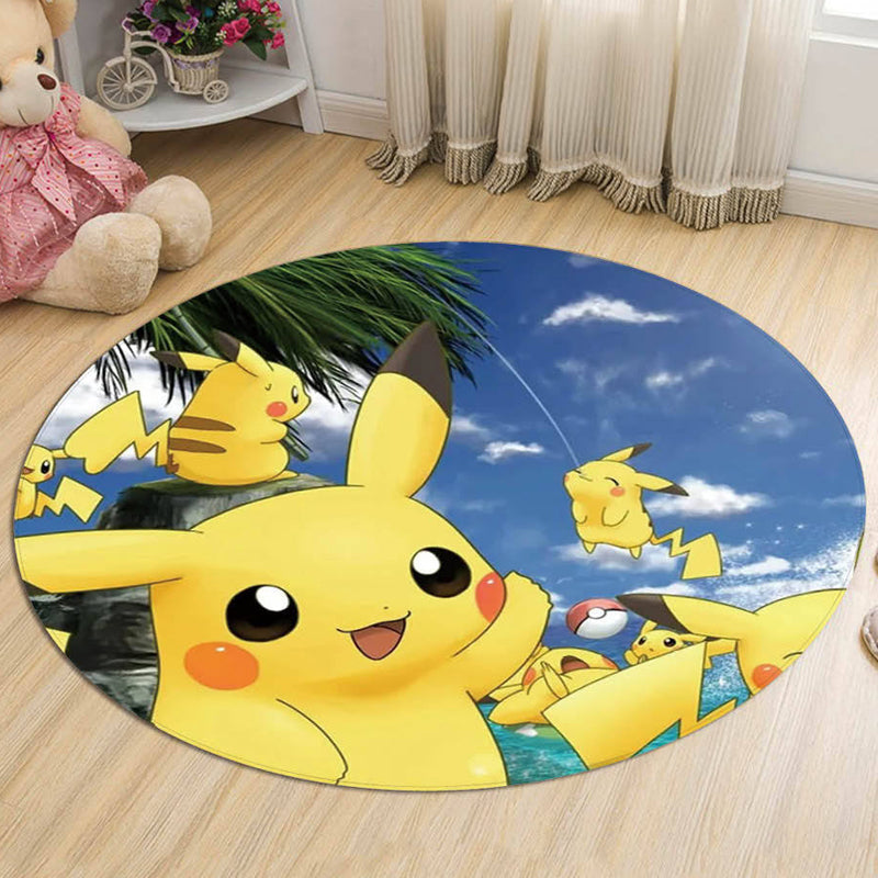 BowLift | Yellow Kids Carpet Polyester Cartoon Animal Pattern Carpet Pet Friendly Washable Non-slip Backing Rug for Decoration