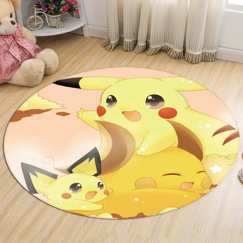 BowLift | Yellow Kids Carpet Polyester Cartoon Animal Pattern Carpet Pet Friendly Washable Non-slip Backing Rug for Decoration