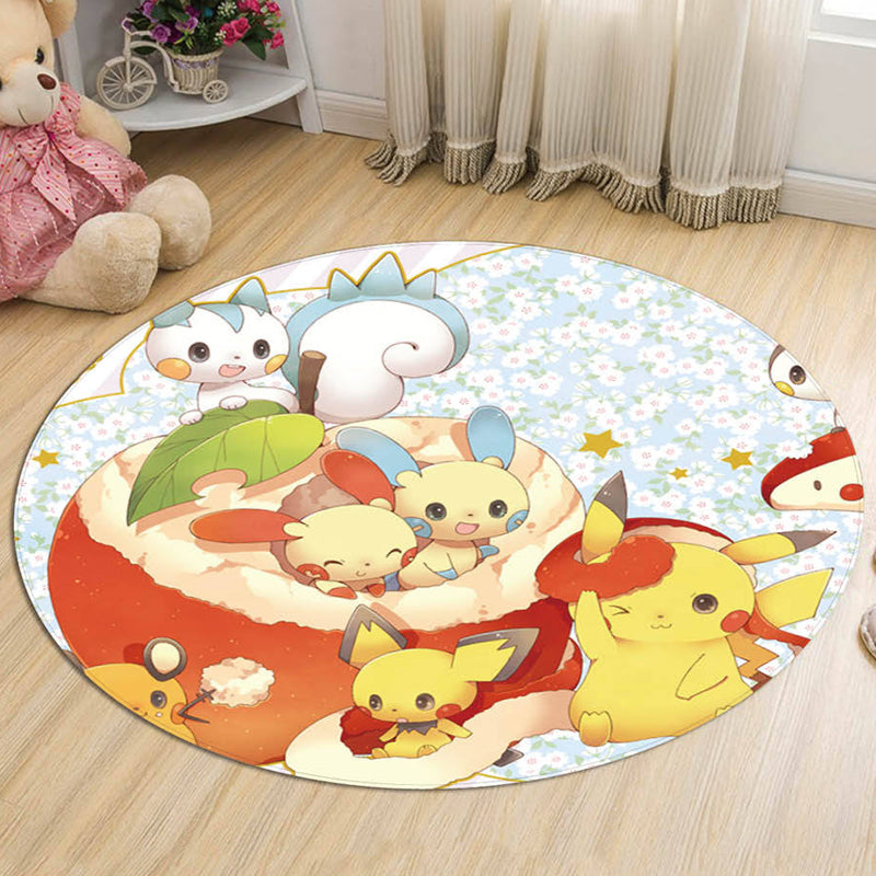 BowLift | Yellow Kids Carpet Polyester Cartoon Animal Pattern Carpet Pet Friendly Washable Non-slip Backing Rug for Decoration