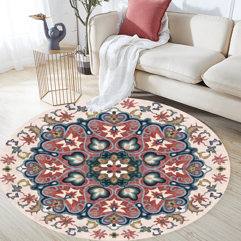 BowLift | Unique Flower Pattern Rug Colorful Moroccan Rug Polyester Pet Friendly Non-Slip Back Washable Rug for the Living Room