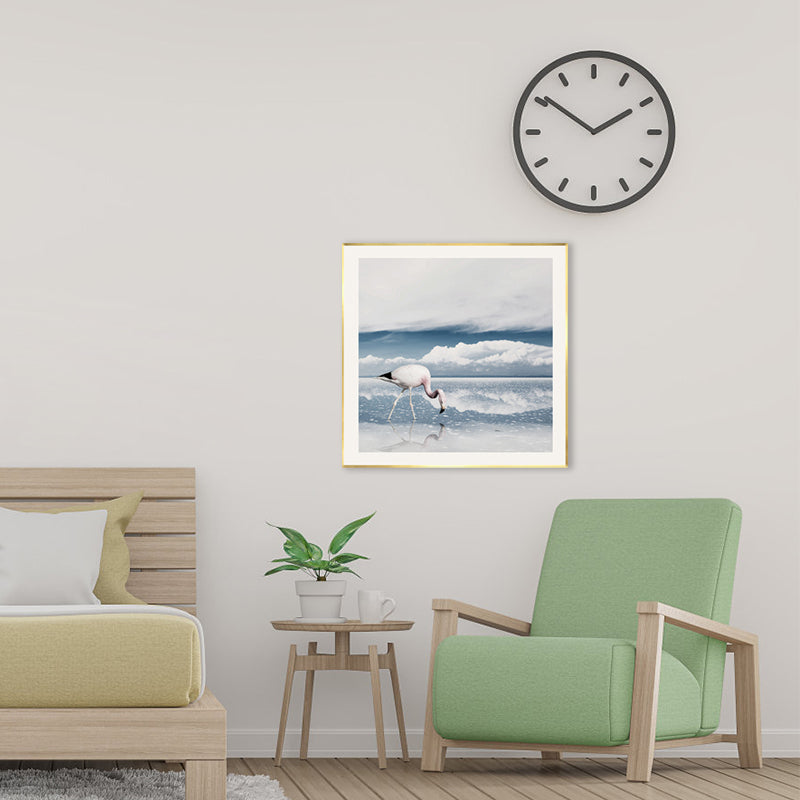 BowLift | Lake and Flamingo Painting Tropical Style Canvas Wall Print, Multiple Sizes