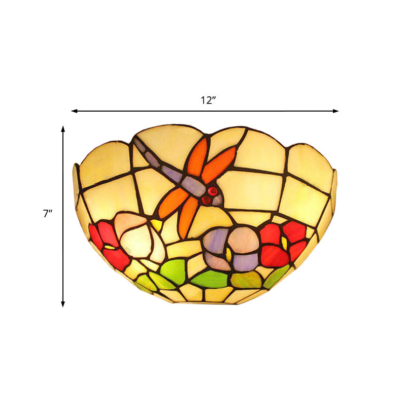 BowLift | Dragonfly Wall Spotlight Light Lodge Tempered Glass 2 Lamps Wall Mount Light with Bowl Shade