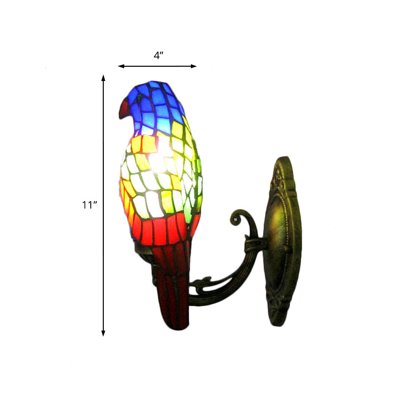 BowLift | 1 Head Parrot Wall Lamp Lodge Style Stained Glass Wall Light made of Brass for the Living Room