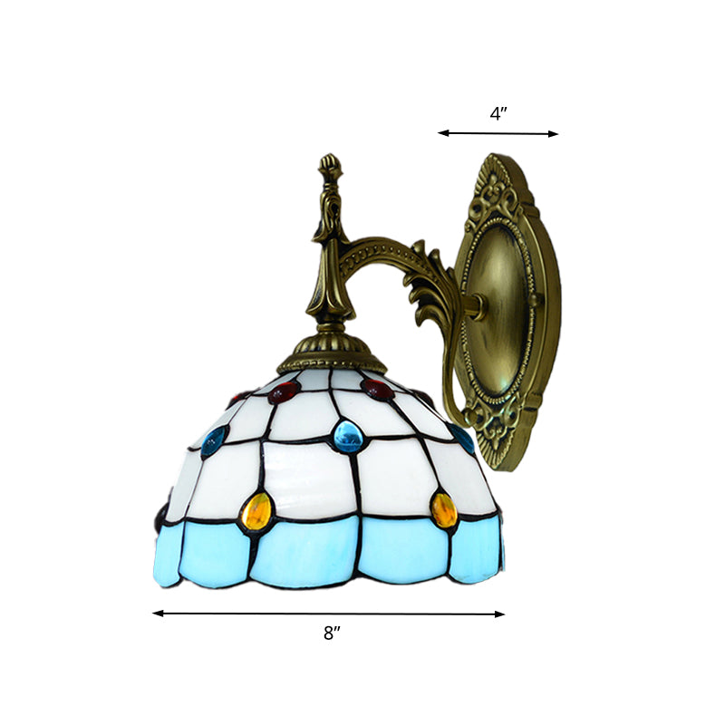 BowLift | Stained Glass Dome Wall Light Fixture with Colorful Beaded Tiffany 1 Head Wall Light in Pink/Orange/Green/Blue