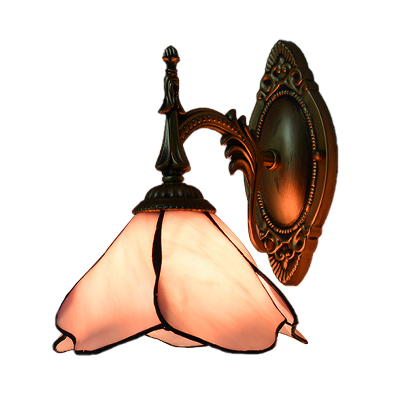 BowLift | Pink Flower Wall Light Country House Glass 1 Light Wall Lamp for Bedroom