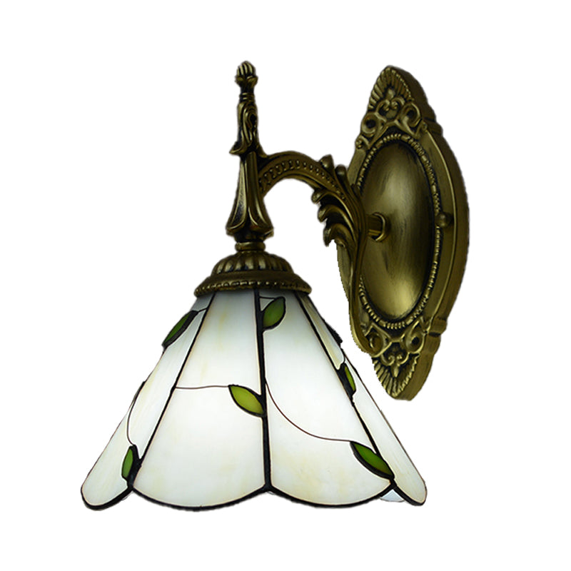 BowLift | Stained glass leaf wall-mounted light lodge loft 1 light wall lighting in white for bedroom