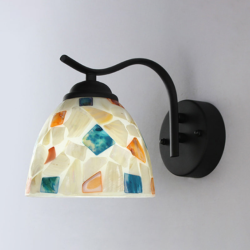 BowLift | White Shell Wall Light Tiffany 1 Head Multicolor Glass Wall Lamp