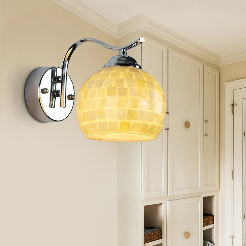 BowLift | 1 Head Hall Wall Lamp Tiffany Beige/Beige-Red Wall Light with Globe Bowl Shade