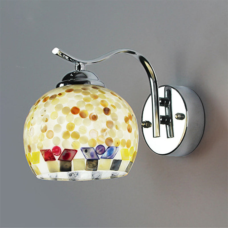 BowLift | 1 Head Hall Wall Lamp Tiffany Beige/Beige-Red Wall Light with Globe Bowl Shade