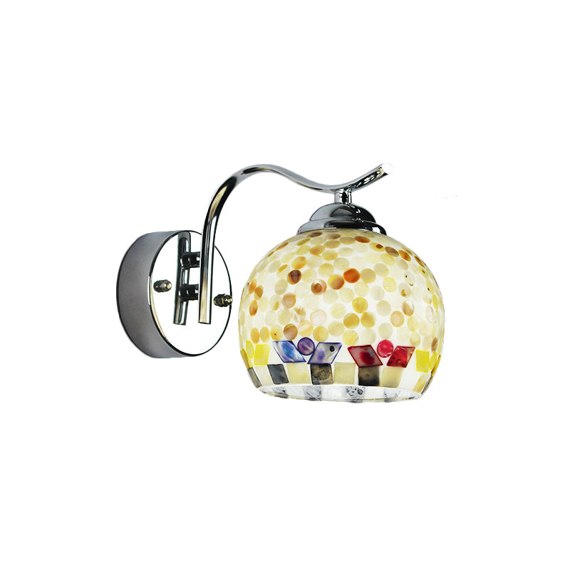 BowLift | 1 Head Hall Wall Lamp Tiffany Beige/Beige-Red Wall Light with Globe Bowl Shade