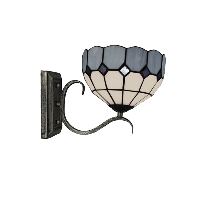 BowLift | Classic Tiffany Wall Lamp One Light Art Glass Wall Lamp in Antique Bronze for the Bathroom