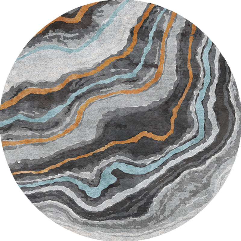 BowLift | Funky Contemporary Rug Multicolored Watercolor and Swirl Stripe Pattern Rug Pet Friendly Non-Slip Washable Rug for the Home Office