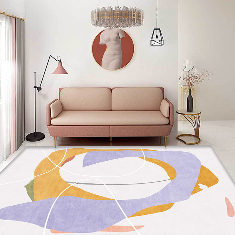 BowLift | Creative Multicolor Modernist Carpet Polyester Abstract Carpet Washable Pet-Friendly Non-Slip Rug for Living Room