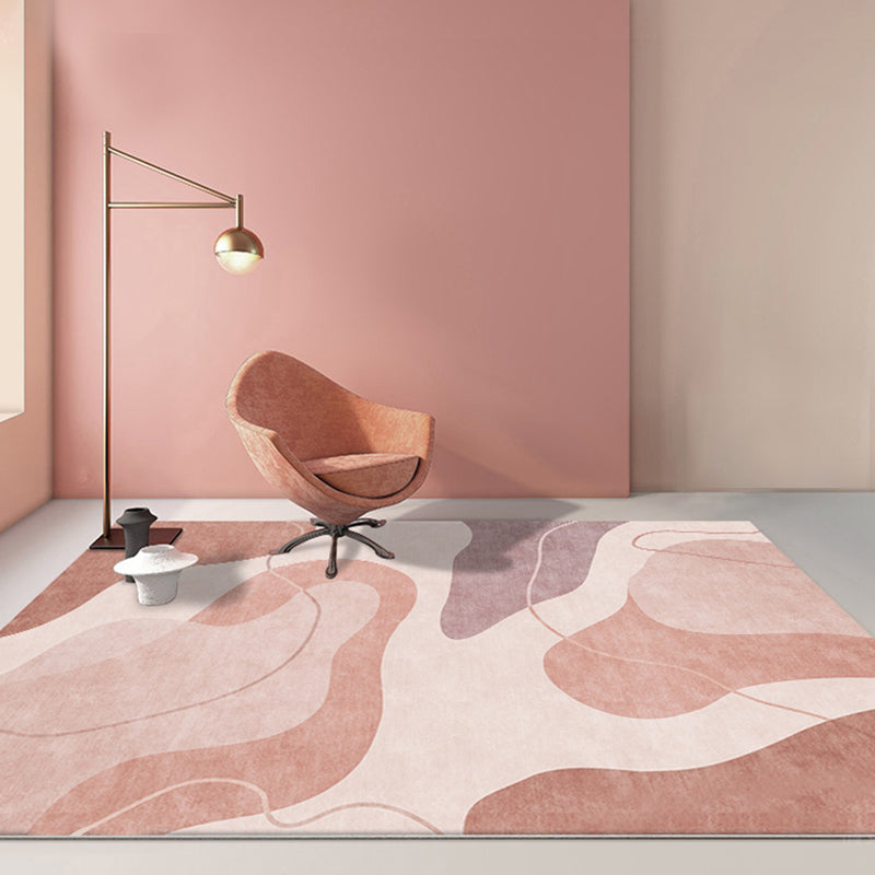 BowLift | Pink Color Block Area Rug Polyester Modern Rug Washable Non-slip Pet-friendly Area Rug for Living Room