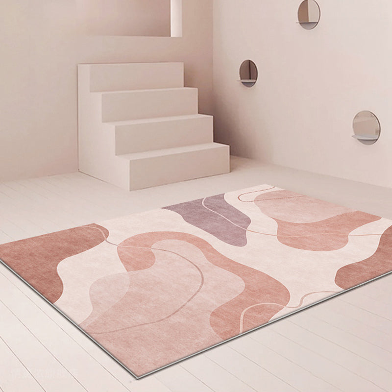 BowLift | Pink Color Block Area Rug Polyester Modern Rug Washable Non-slip Pet-friendly Area Rug for Living Room