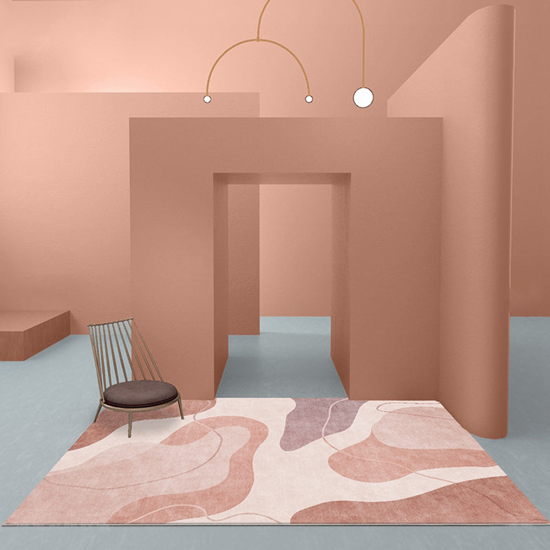 BowLift | Pink Color Block Area Rug Polyester Modern Rug Washable Non-slip Pet-friendly Area Rug for Living Room