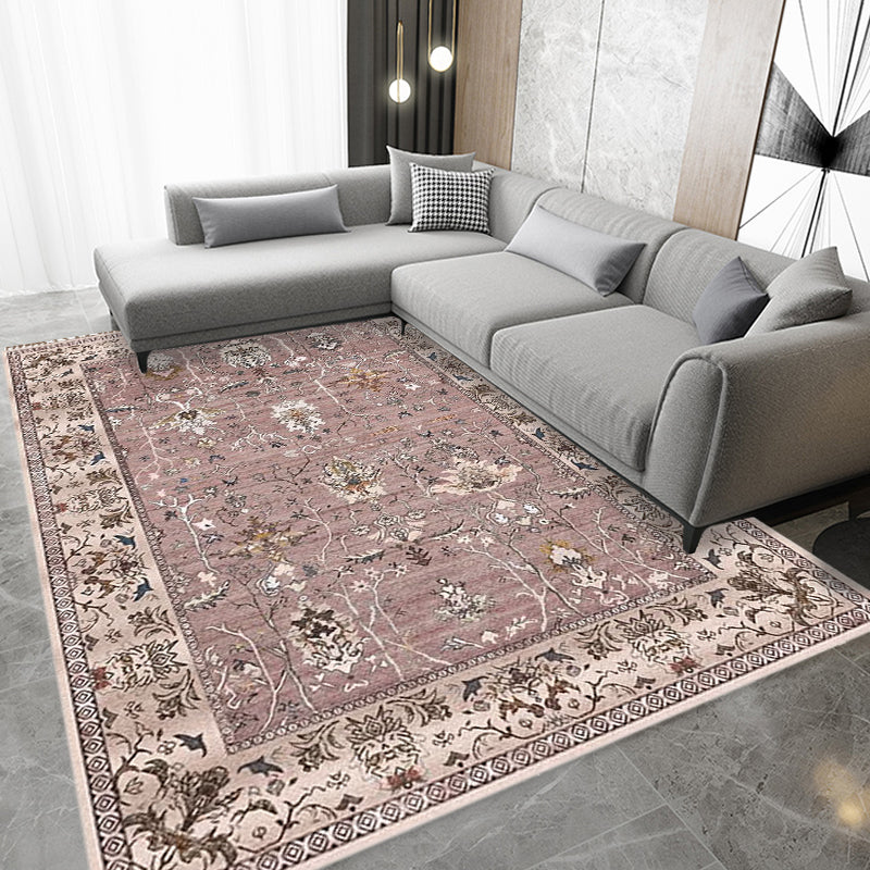 BowLift | Bohemian striped patterned rug with flowers Multicolored Polyester rug Machine washable non-slip back rug for living room