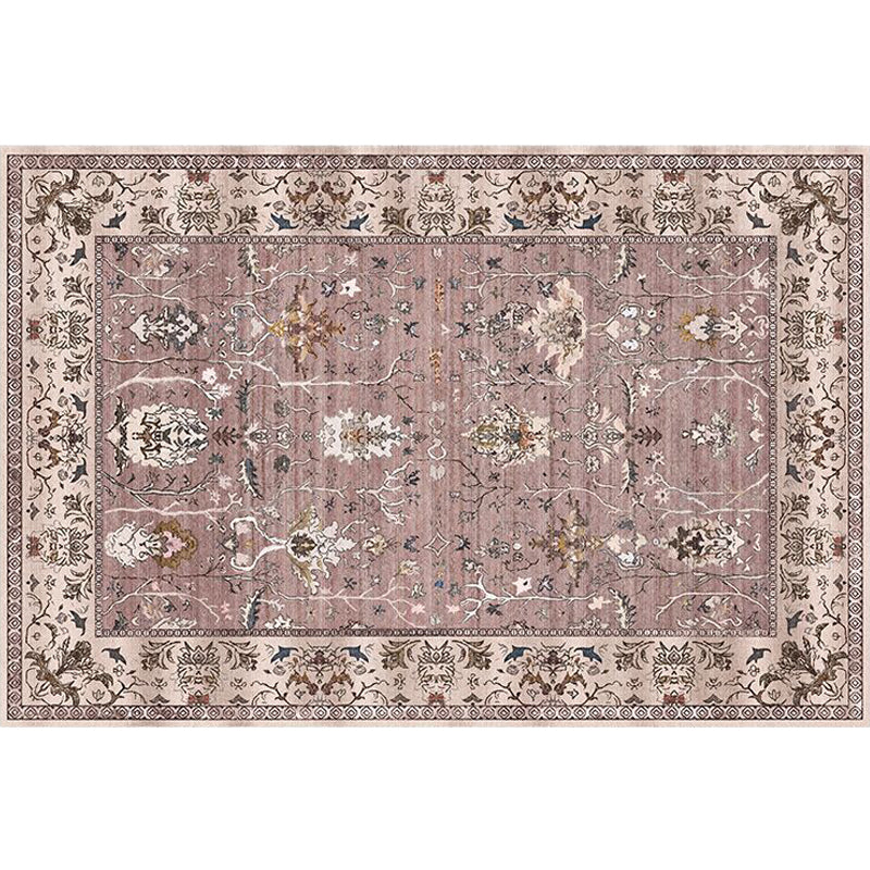 BowLift | Bohemian striped patterned rug with flowers Multicolored Polyester rug Machine washable non-slip back rug for living room