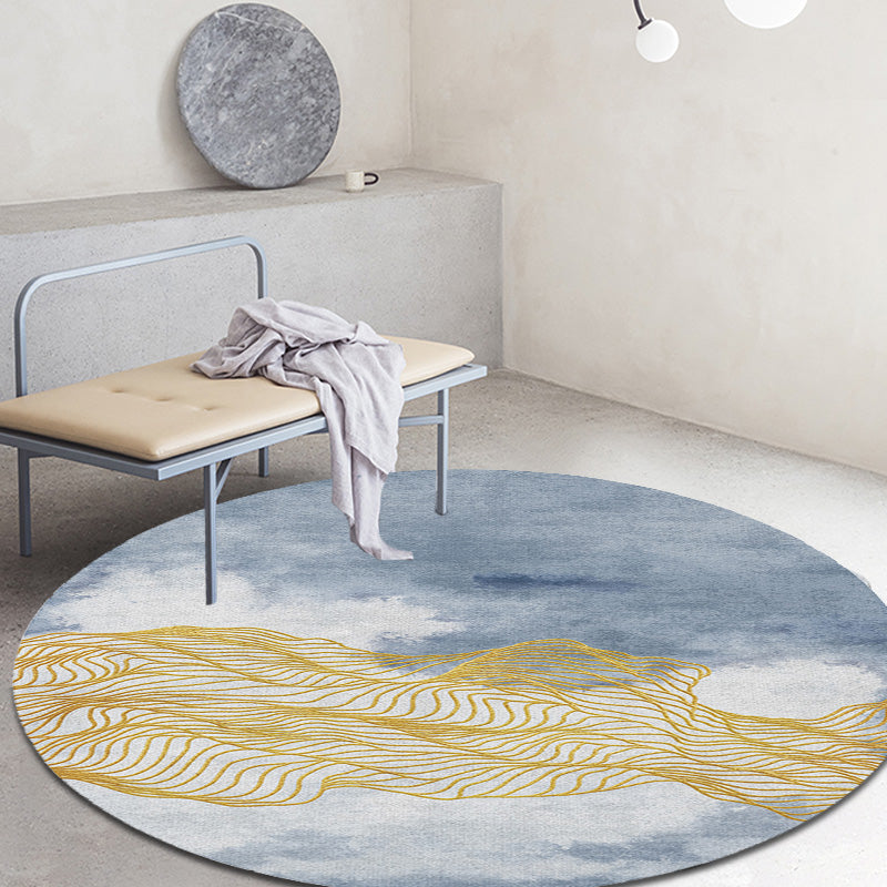 BowLift | Contemporary watercolour patterned rug with twist stripes Multi-colour polyester rug Non-slip backing Washable Pet-friendly rug for bedroom