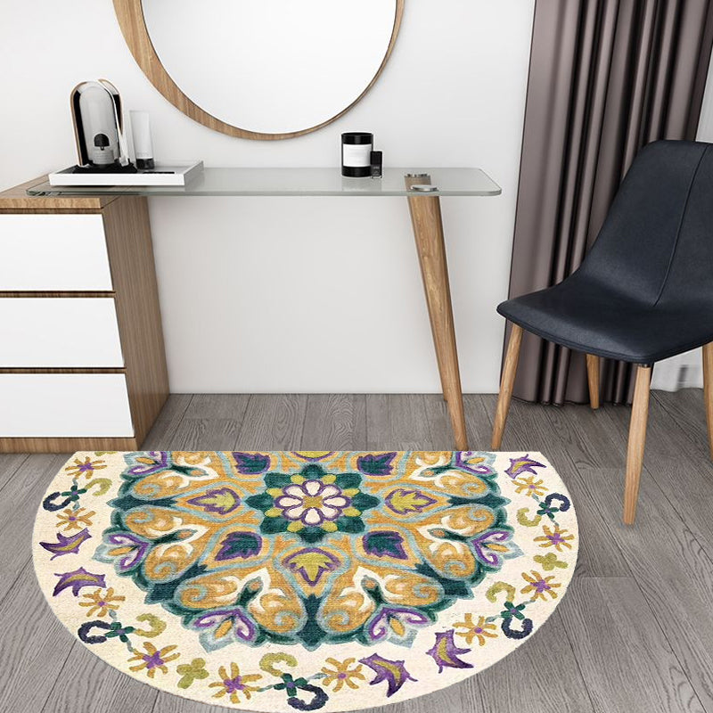 BowLift | Bohemian Floral Pattern Rug Multicolor Polyester Rug Machine Washable Non-Slip Back Rug for Living Room