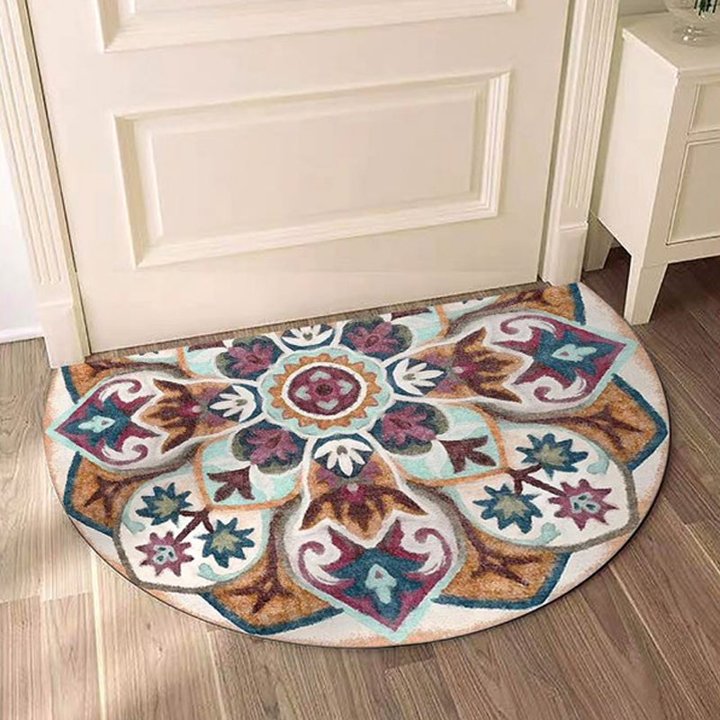 BowLift | Bohemian Floral Pattern Rug Multicolor Polyester Rug Machine Washable Non-Slip Back Rug for Living Room