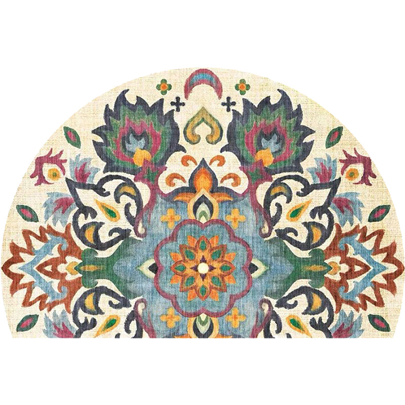 BowLift | Bohemian Floral Pattern Rug Multicolor Polyester Rug Machine Washable Non-Slip Back Rug for Living Room