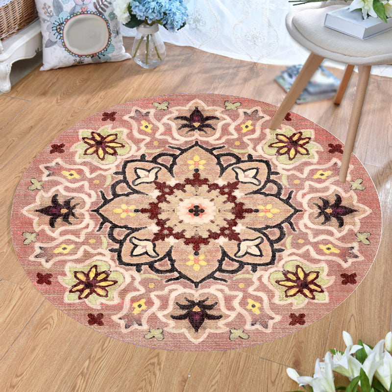 BowLift | Stylish Tribal Flower Pattern Rug Multicolored Moroccan Rug Polyester Pet Friendly Non-Slip Back Washable Rug for the Living Room