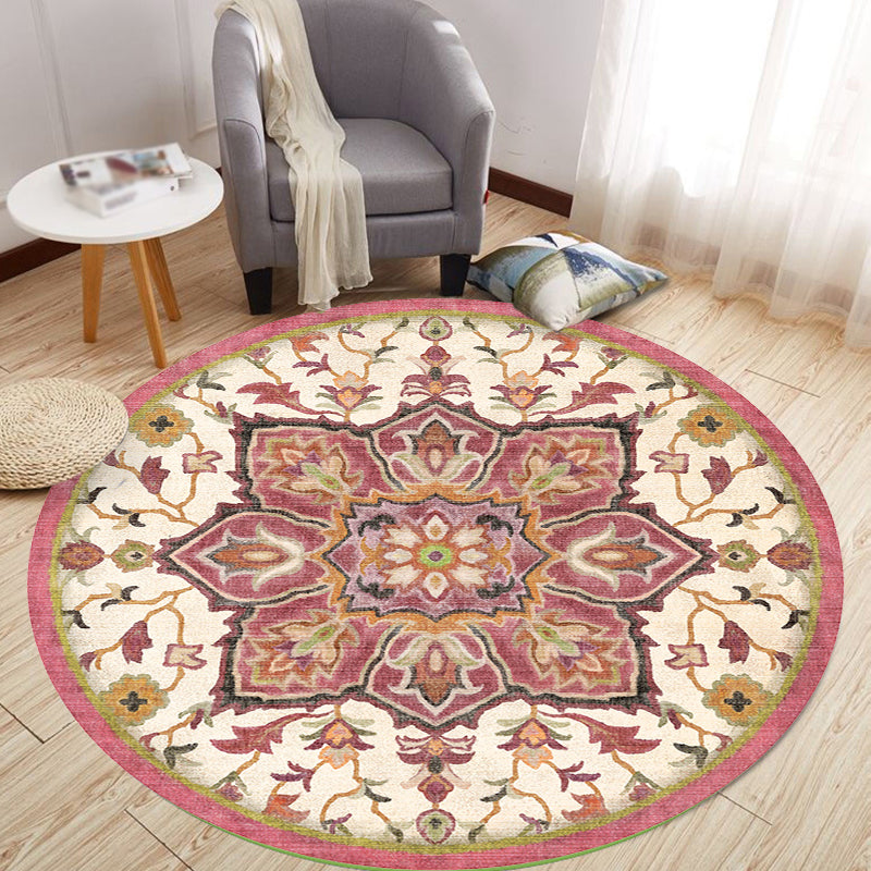BowLift | Stylish Tribal Flower Pattern Rug Multicolored Moroccan Rug Polyester Pet Friendly Non-Slip Back Washable Rug for the Living Room