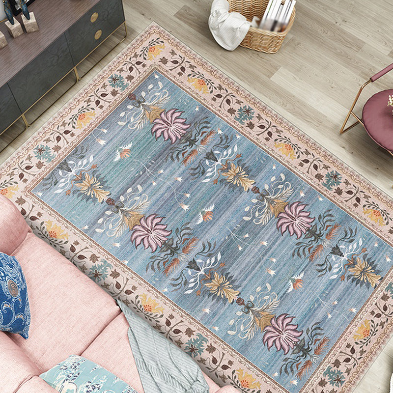BowLift | Pink Shabby Chic Carpet Polyester Tribal Floral Pattern Carpet Pet-Friendly Washable Non-Slip Back Carpet for Decoration