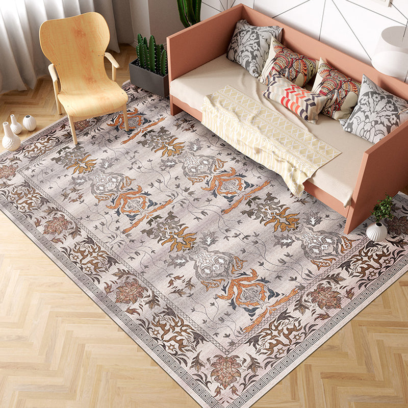BowLift | Pink Shabby Chic Carpet Polyester Tribal Floral Pattern Carpet Pet-Friendly Washable Non-Slip Back Carpet for Decoration