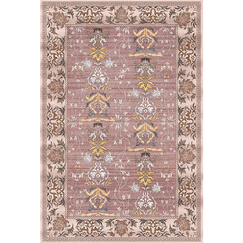 BowLift | Pink Shabby Chic Carpet Polyester Tribal Floral Pattern Carpet Pet-Friendly Washable Non-Slip Back Carpet for Decoration