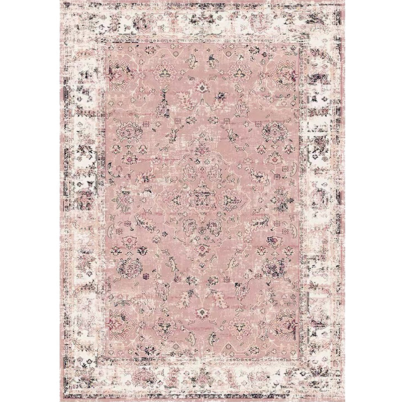 BowLift | Pink Shabby Chic Carpet Polyester Tribal Floral Pattern Carpet Pet-Friendly Washable Non-Slip Back Carpet for Decoration