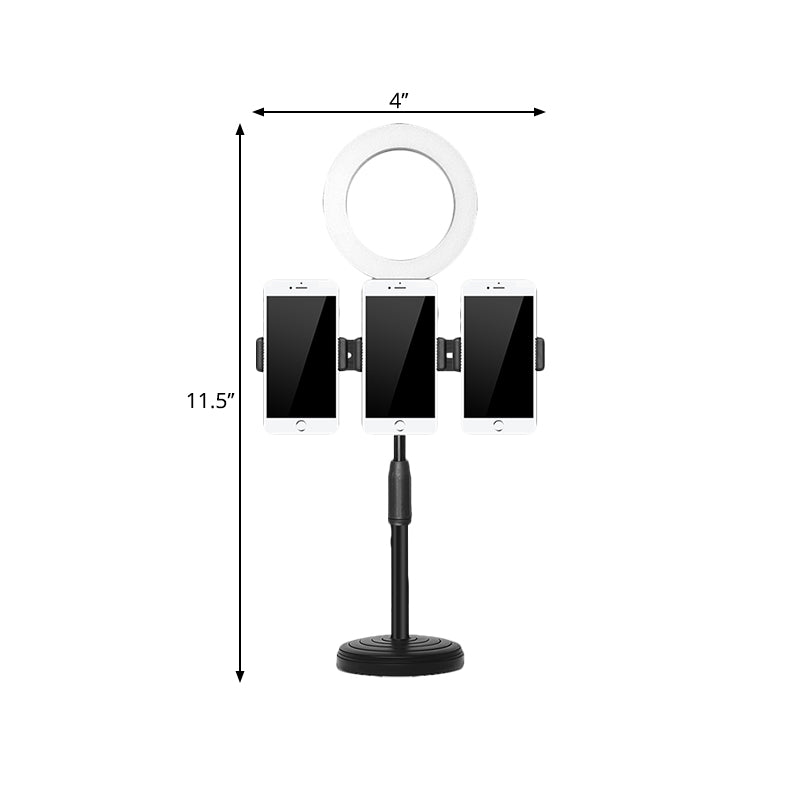 BowLift | Phone Support LED Fill Flush Lamp Modern Black Finish USB Makeup Light with Round Metal Shade