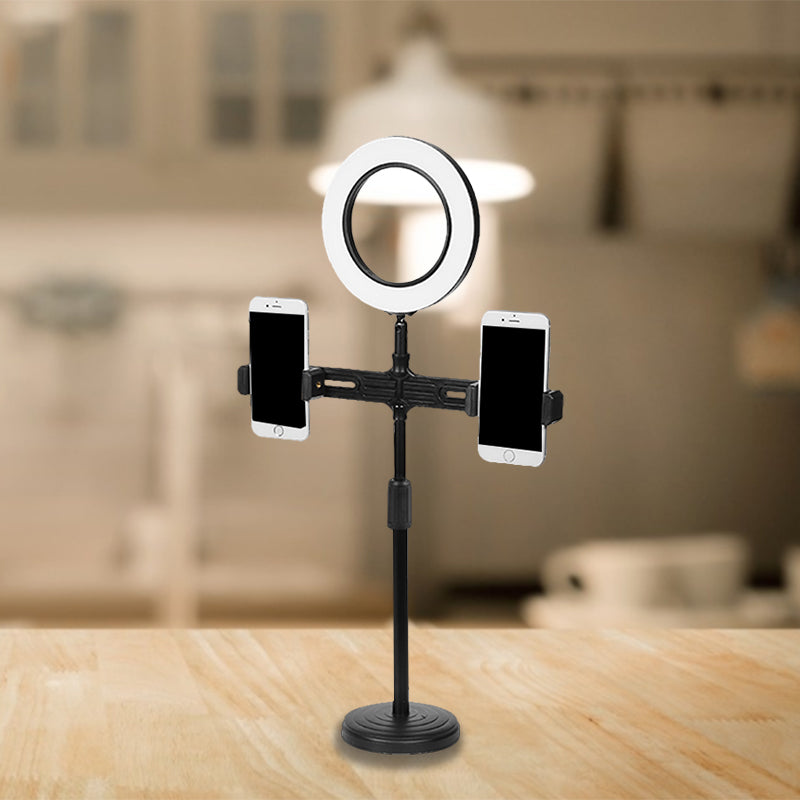 BowLift | Metallic Circular Make-Up Lamp Modernist LED Fill Light in Black with USB Port