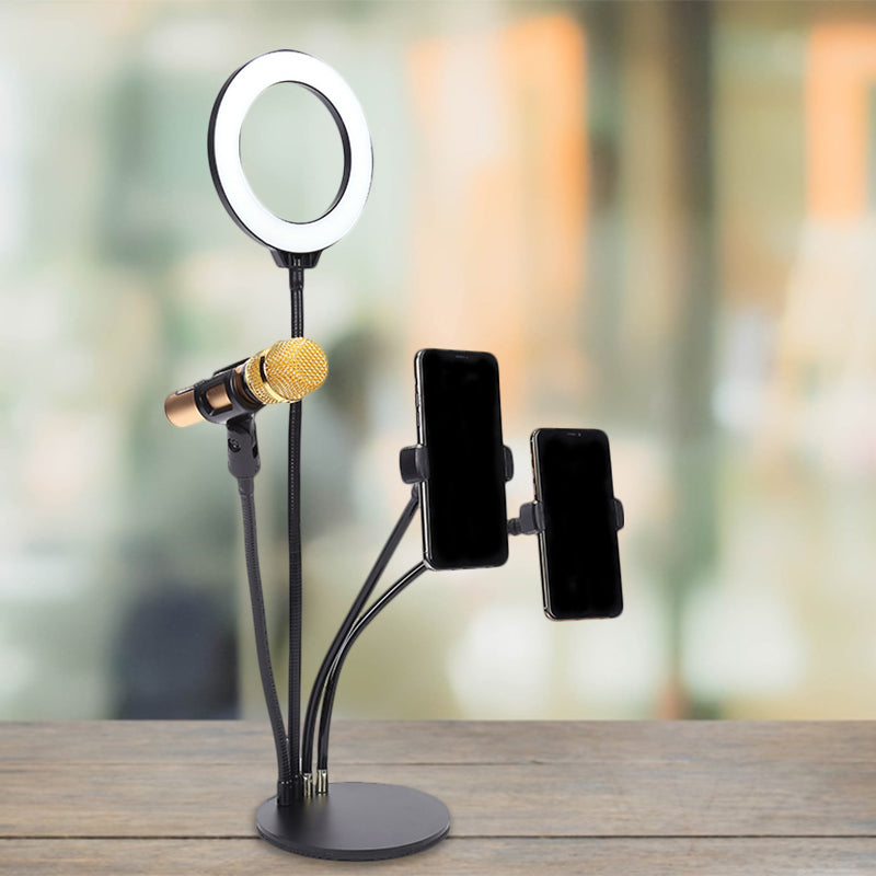 BowLift | Black Circle Mirror Lighting Modernist Metal LED Fill Flash Lighting with USB Connection
